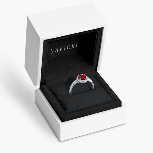 Pierścionek zaręczynowy This is Love: białe złoto, rubin